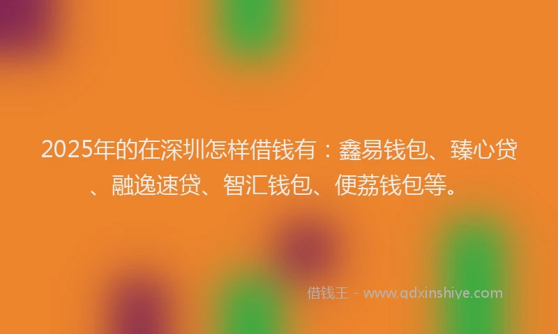 2025年的在深圳怎样借钱有：鑫易钱包、臻心贷、融逸速贷、智汇钱包、便荔钱包等。