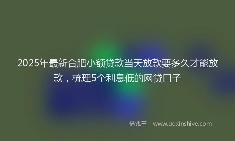 2025年最新合肥小额贷款当天放款要多久才能放款，梳理5个利息低的网贷口子