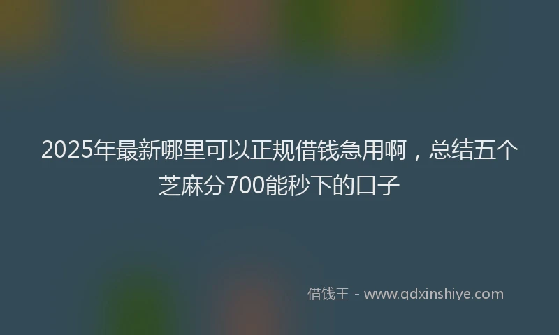 2025年最新哪里可以正规借钱急用啊，总结五个芝麻分700能秒下的口子