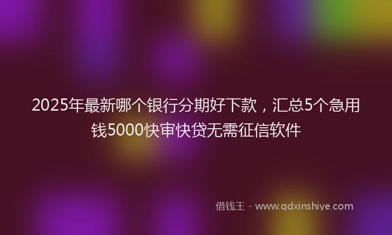 2025年最新哪个银行分期好下款，汇总5个急用钱5000快审快贷无需征信软件