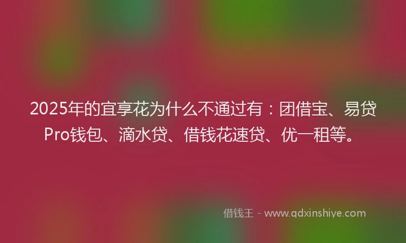 2025年的宜享花为什么不通过有：团借宝、易贷Pro钱包、滴水贷、借钱花速贷、优一租等。