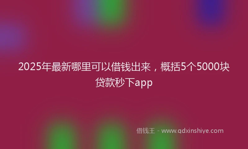 2025年最新哪里可以借钱出来，概括5个5000块贷款秒下app