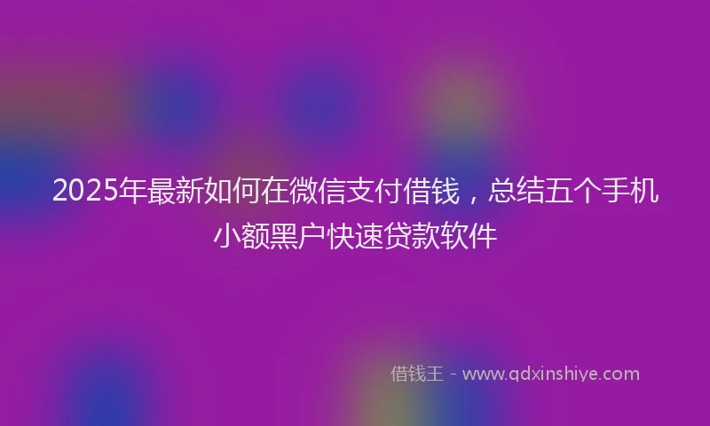 2025年最新如何在微信支付借钱，总结五个手机小额黑户快速贷款软件