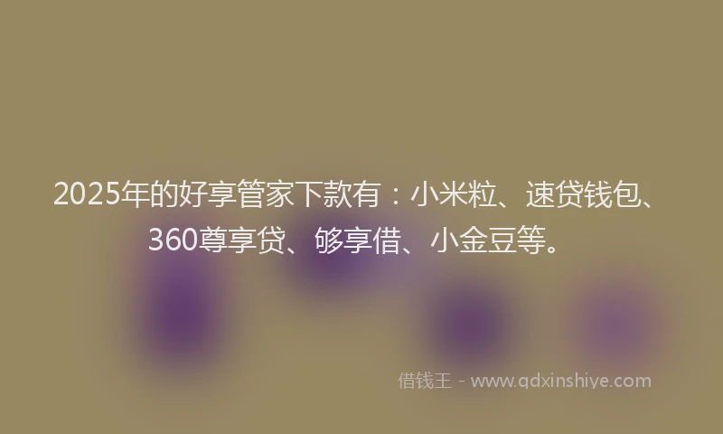 2025年的好享管家下款有：小米粒、速贷钱包、360尊享贷、够享借、小金豆等。
