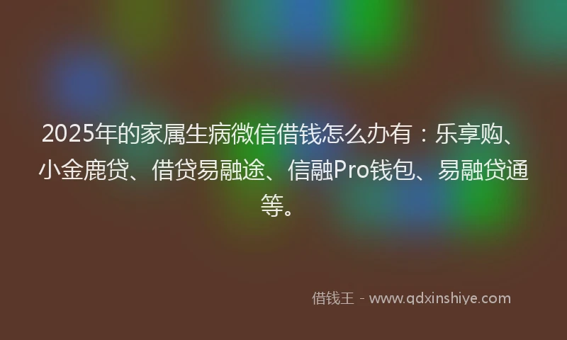 2025年的家属生病微信借钱怎么办有：乐享购、小金鹿贷、借贷易融途、信融Pro钱包、易融贷通等。
