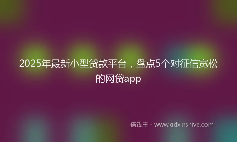 2025年最新小型贷款平台，盘点5个对征信宽松的网贷app