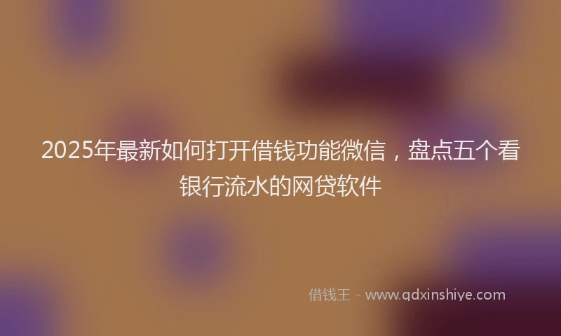 2025年最新如何打开借钱功能微信，盘点五个看银行流水的网贷软件