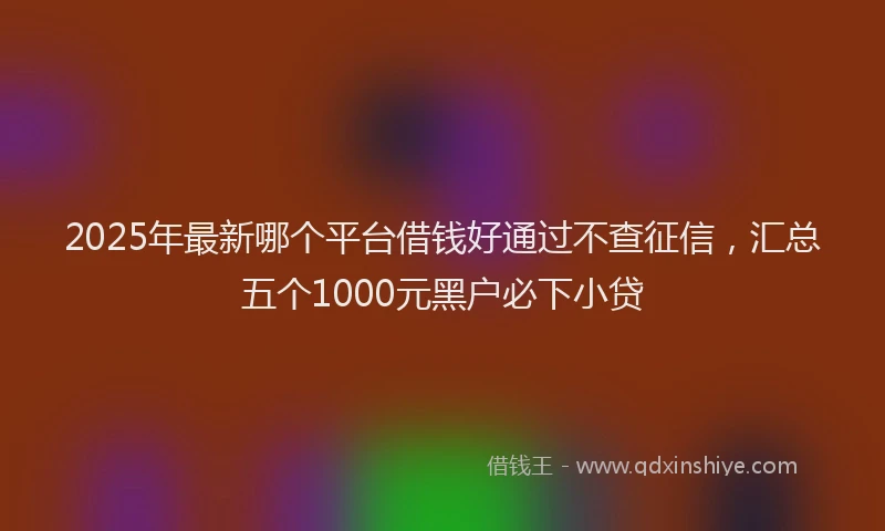 2025年最新哪个平台借钱好通过不查征信，汇总五个1000元黑户必下小贷