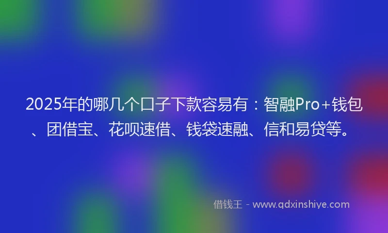 2025年的哪几个口子下款容易有：智融Pro+钱包、团借宝、花呗速借、钱袋速融、信和易贷等。