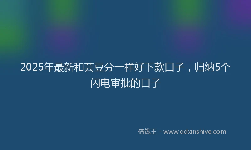 2025年最新和芸豆分一样好下款口子，归纳5个闪电审批的口子