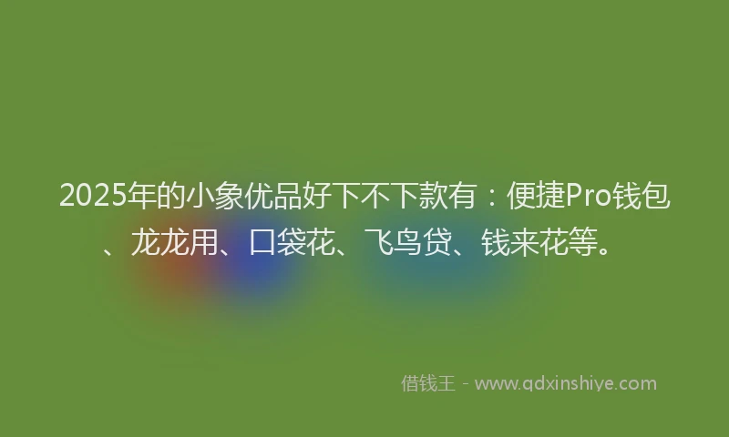 2025年的小象优品好下不下款有：便捷Pro钱包、龙龙用、口袋花、飞鸟贷、钱来花等。