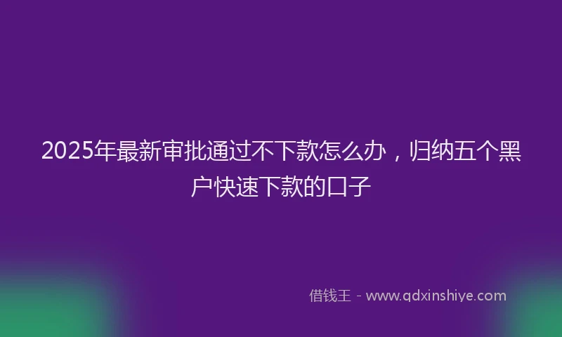 2025年最新审批通过不下款怎么办，归纳五个黑户快速下款的口子