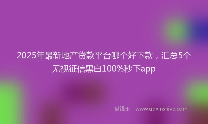 2025年最新地产贷款平台哪个好下款，汇总5个无视征信黑白100%秒下app