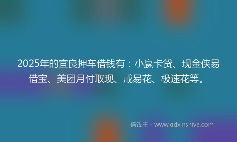 2025年的宜良押车借钱有：小赢卡贷、现金侠易借宝、美团月付取现、戒易花、极速花等。