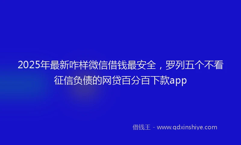 2025年最新咋样微信借钱最安全，罗列五个不看征信负债的网贷百分百下款app