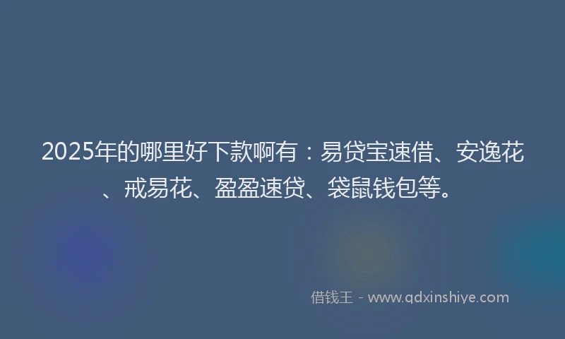2025年的哪里好下款啊有：易贷宝速借、安逸花、戒易花、盈盈速贷、袋鼠钱包等。