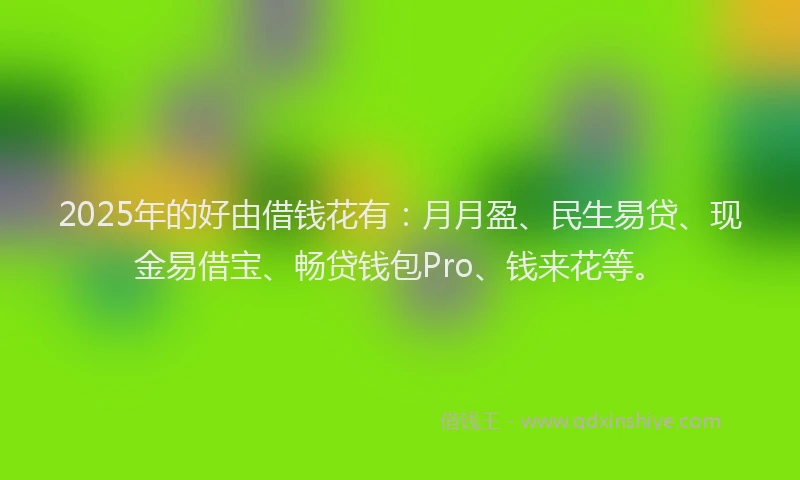 2025年的好由借钱花有：月月盈、民生易贷、现金易借宝、畅贷钱包Pro、钱来花等。
