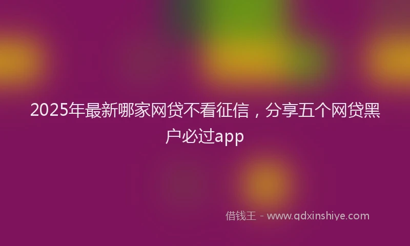 2025年最新哪家网贷不看征信，分享五个网贷黑户必过app