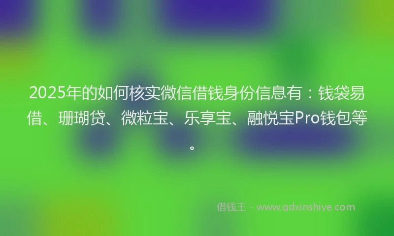 2025年的如何核实微信借钱身份信息有：钱袋易借、珊瑚贷、微粒宝、乐享宝、融悦宝Pro钱包等。