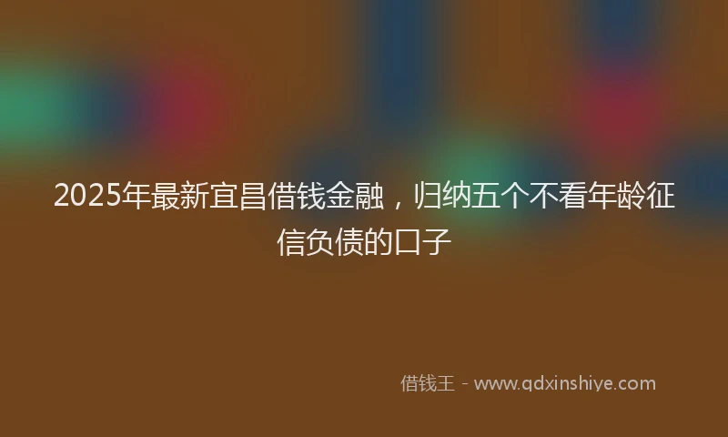 2025年最新宜昌借钱金融，归纳五个不看年龄征信负债的口子