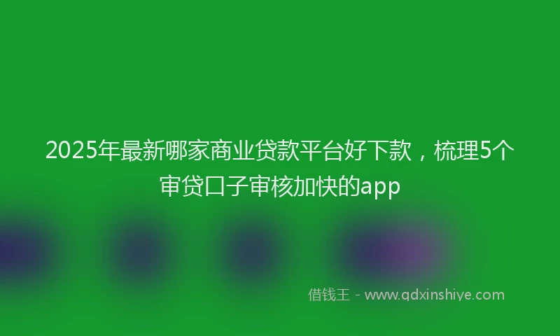 2025年最新哪家商业贷款平台好下款，梳理5个审贷口子审核加快的app