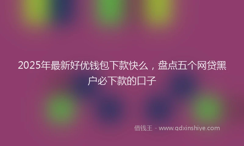 2025年最新好优钱包下款快么，盘点五个网贷黑户必下款的口子