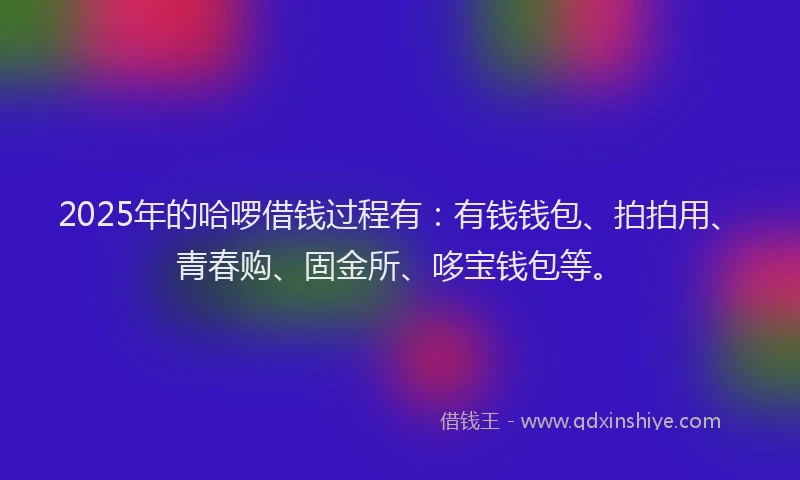2025年的哈啰借钱过程有：有钱钱包、拍拍用、青春购、固金所、哆宝钱包等。