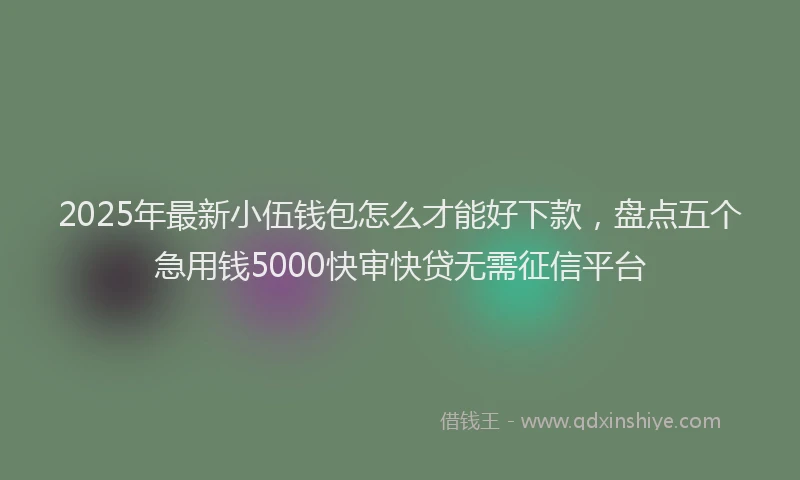 2025年最新小伍钱包怎么才能好下款，盘点五个急用钱5000快审快贷无需征信平台