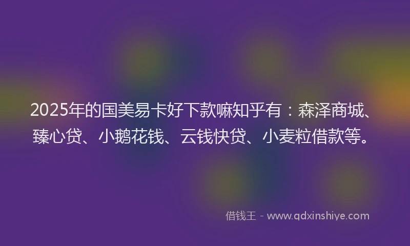 2025年的国美易卡好下款嘛知乎有：森泽商城、臻心贷、小鹅花钱、云钱快贷、小麦粒借款等。