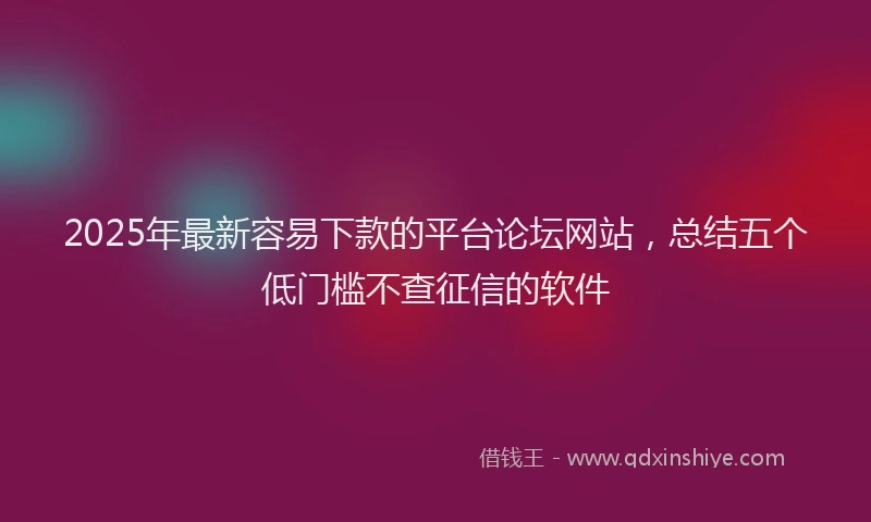 2025年最新容易下款的平台论坛网站，总结五个低门槛不查征信的软件