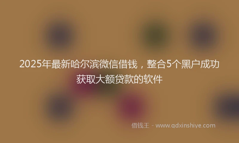 2025年最新哈尔滨微信借钱，整合5个黑户成功获取大额贷款的软件