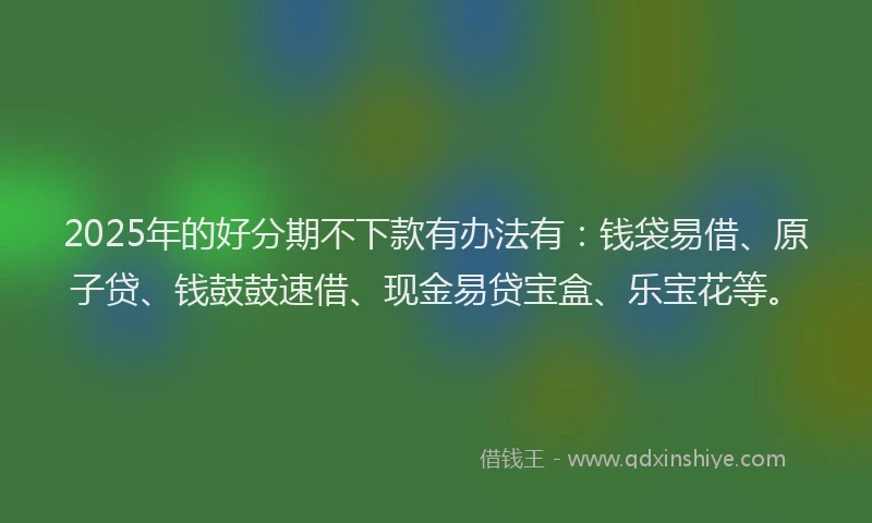 2025年的好分期不下款有办法有：钱袋易借、原子贷、钱鼓鼓速借、现金易贷宝盒、乐宝花等。