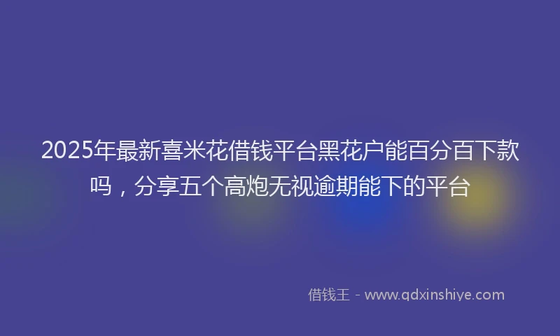 2025年最新喜米花借钱平台黑花户能百分百下款吗，分享五个高炮无视逾期能下的平台