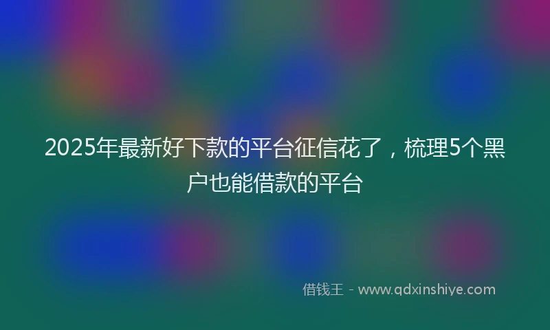 2025年最新好下款的平台征信花了，梳理5个黑户也能借款的平台