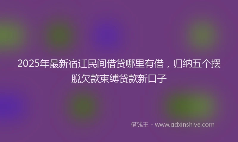 2025年最新宿迁民间借贷哪里有借，归纳五个摆脱欠款束缚贷款新口子
