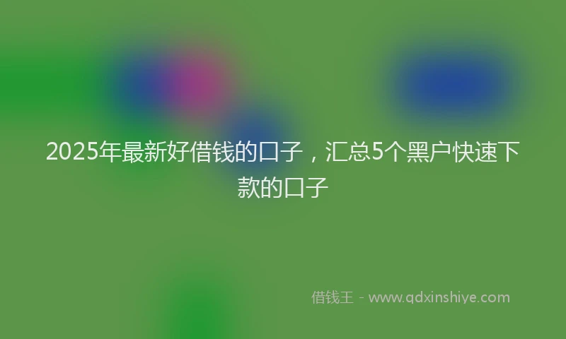 2025年最新好借钱的口子，汇总5个黑户快速下款的口子