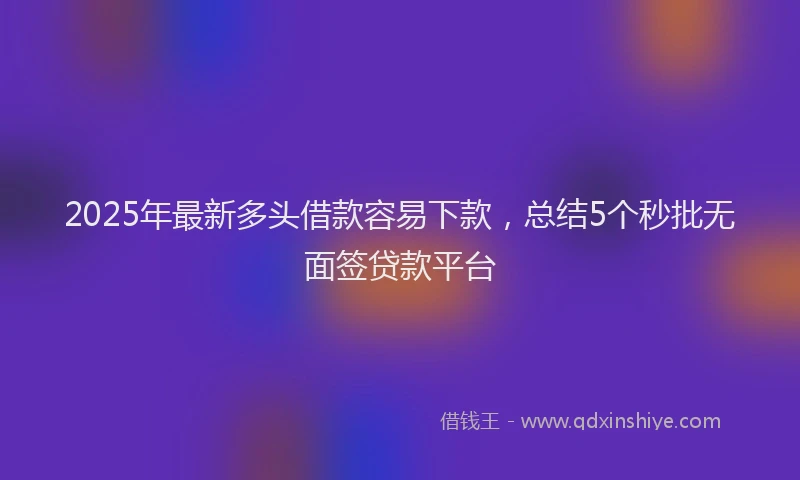 2025年最新多头借款容易下款，总结5个秒批无面签贷款平台