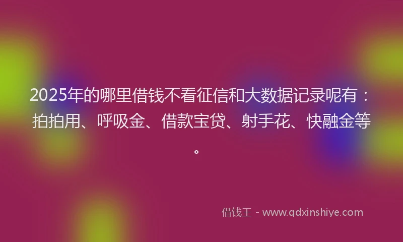 2025年的哪里借钱不看征信和大数据记录呢有：拍拍用、呼吸金、借款宝贷、射手花、快融金等。