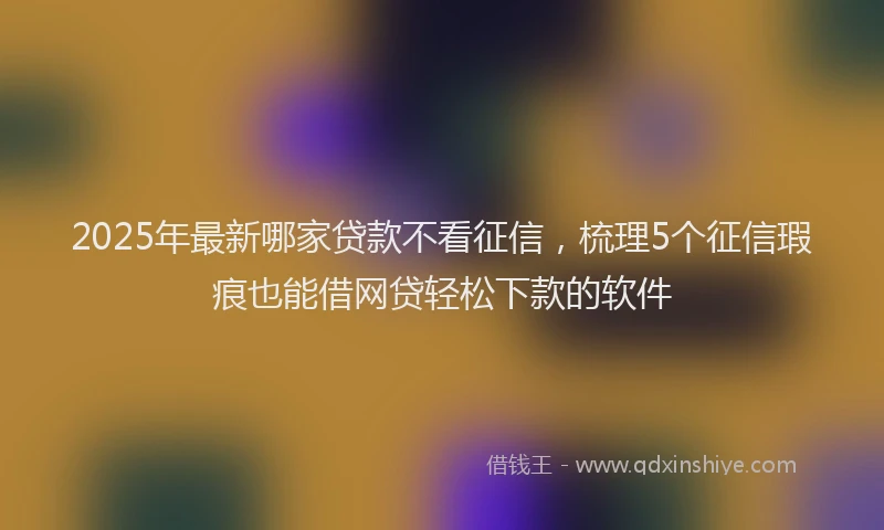 2025年最新哪家贷款不看征信，梳理5个征信瑕疵也能借网贷轻松下款的软件