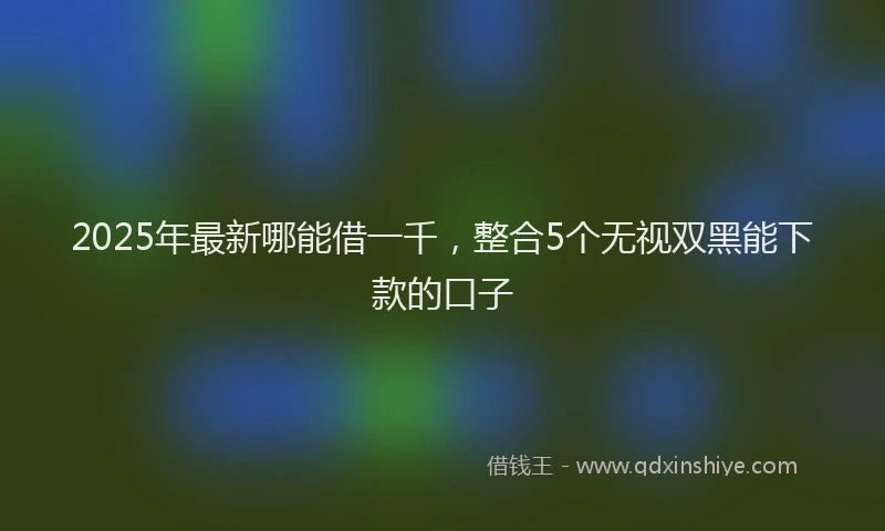 2025年最新哪能借一千，整合5个无视双黑能下款的口子