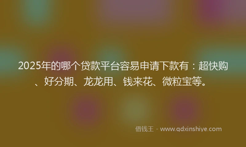 2025年的哪个贷款平台容易申请下款有：超快购、好分期、龙龙用、钱来花、微粒宝等。