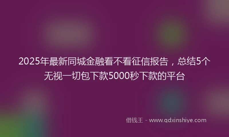 2025年最新同城金融看不看征信报告，总结5个无视一切包下款5000秒下款的平台