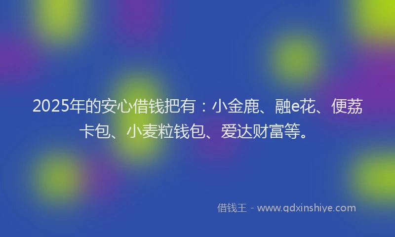 2025年的安心借钱把有：小金鹿、融e花、便荔卡包、小麦粒钱包、爱达财富等。