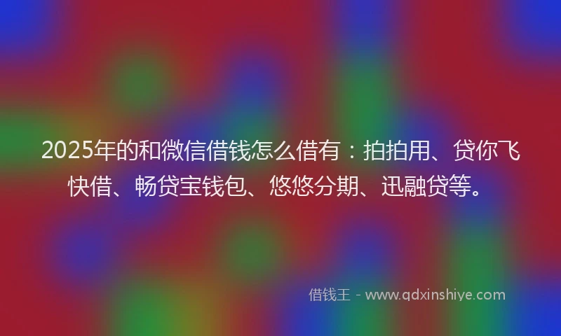 2025年的和微信借钱怎么借有：拍拍用、贷你飞快借、畅贷宝钱包、悠悠分期、迅融贷等。