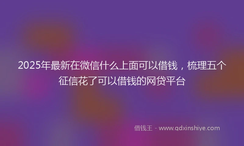 2025年最新在微信什么上面可以借钱，梳理五个征信花了可以借钱的网贷平台