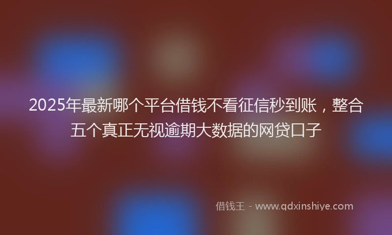 2025年最新哪个平台借钱不看征信秒到账，整合五个真正无视逾期大数据的网贷口子