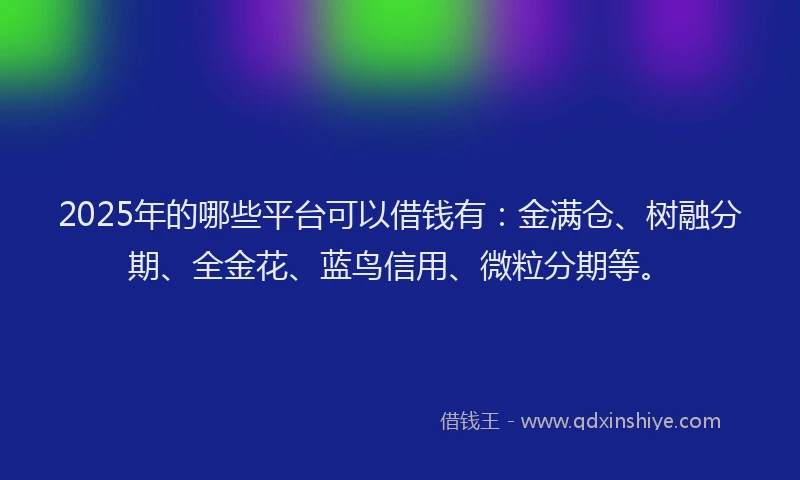 2025年的哪些平台可以借钱有：金满仓、树融分期、全金花、蓝鸟信用、微粒分期等。