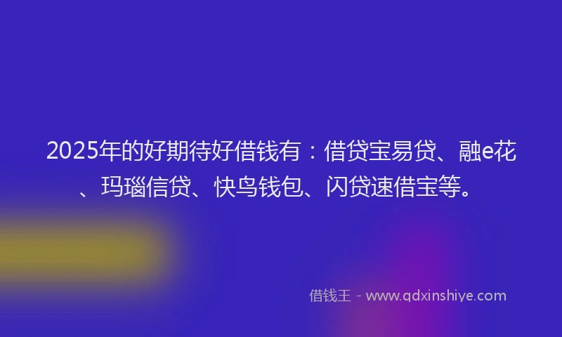 2025年的好期待好借钱有：借贷宝易贷、融e花、玛瑙信贷、快鸟钱包、闪贷速借宝等。