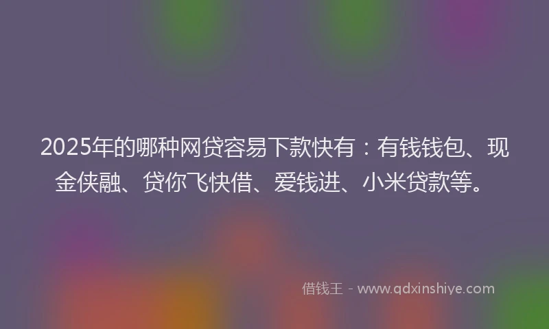 2025年的哪种网贷容易下款快有：有钱钱包、现金侠融、贷你飞快借、爱钱进、小米贷款等。