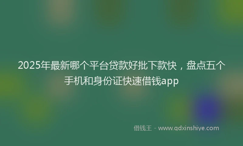 2025年最新哪个平台贷款好批下款快，盘点五个手机和身份证快速借钱app